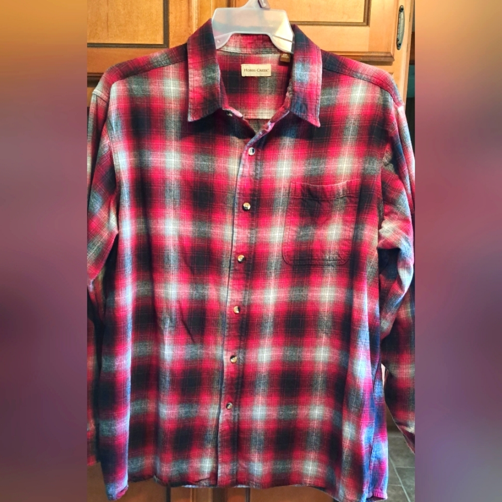 Men's Hobbs Creek Very Nice Red Plaid Flannel L9ng Sleeve  Shirt 2XL Warm